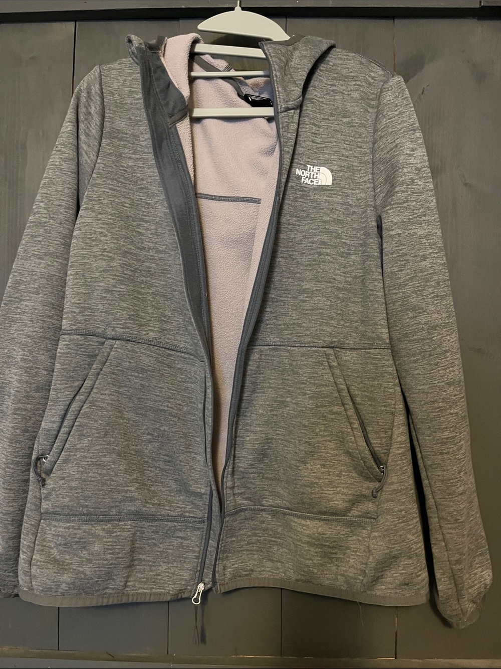 The North Face Women's Heather Gray Hooded Fleece Jacket